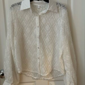 White Sheer texture Blouse